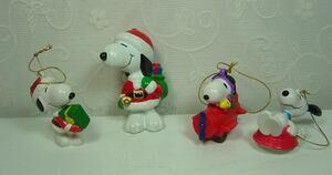 LOT OF 4 SNOOPY ORNAMENTS-UNITED FEATURES SYNDICATE
